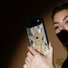 Load image into Gallery viewer, AURA. Personalized Leather iPhone Case - Gold Star
