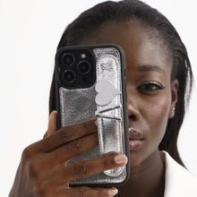 Load image into Gallery viewer, GLAM. Personalized Leather iPhone Case - Silver/Silver
