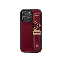 Load image into Gallery viewer, GLAM. Personalized Leather iPhone Case - Burgundy/Gold