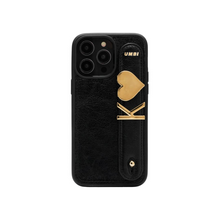 Load image into Gallery viewer, GLAM. Personalized Leather iPhone Case - Black/Gold
