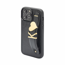 Load image into Gallery viewer, GLAM. Personalized Leather iPhone Case - Black/Gold
