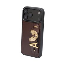Load image into Gallery viewer, GLAM. Personalized Leather iPhone Case - Brown/Gold